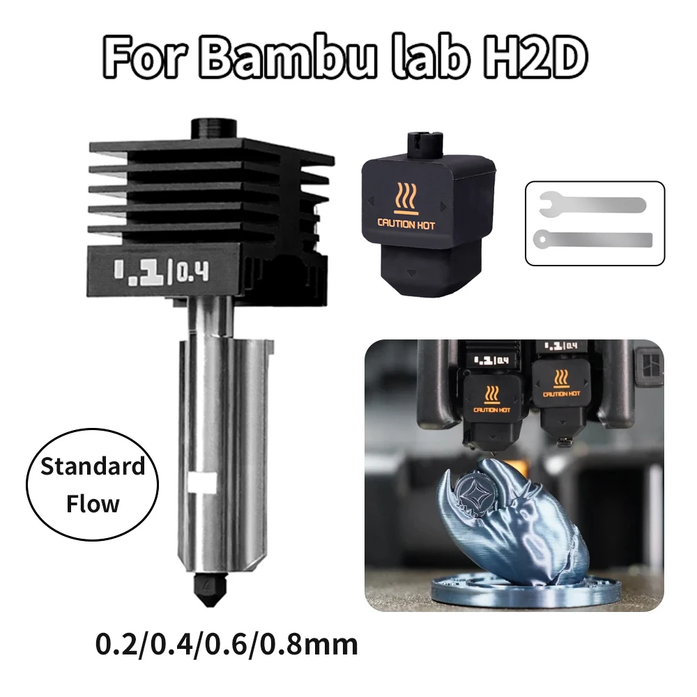 For Bambu Lab H2D Hotend H2S Print Head Replaceabl Hardened Steel Nozzle 0.2/0.4/0.6/0.8mm For Bambu Lab A1/A1mini/H2C/P2S