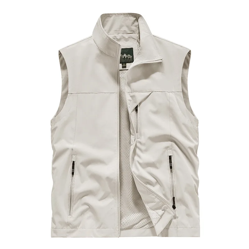 Spring Autumn Work Jacket Casual Men's Overalls Shirt Outdoor Photography Fishing Blouse Collar Vest Coat Large size M-7XL