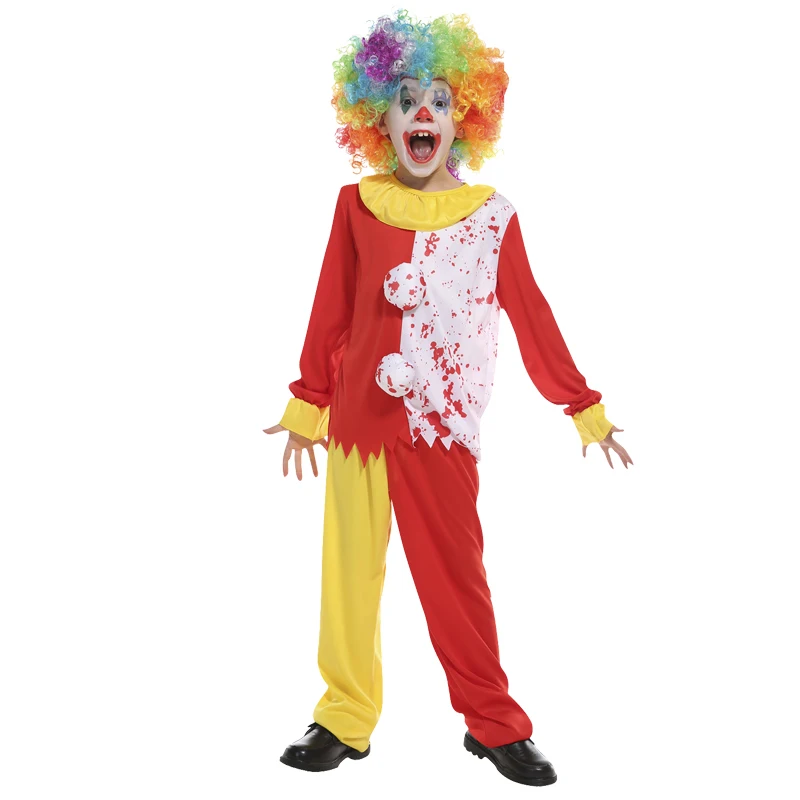 Kids Clown Costumes Haunted House for Lovely Baby Girls Boys Toddler Purim Carnival Party No Wig