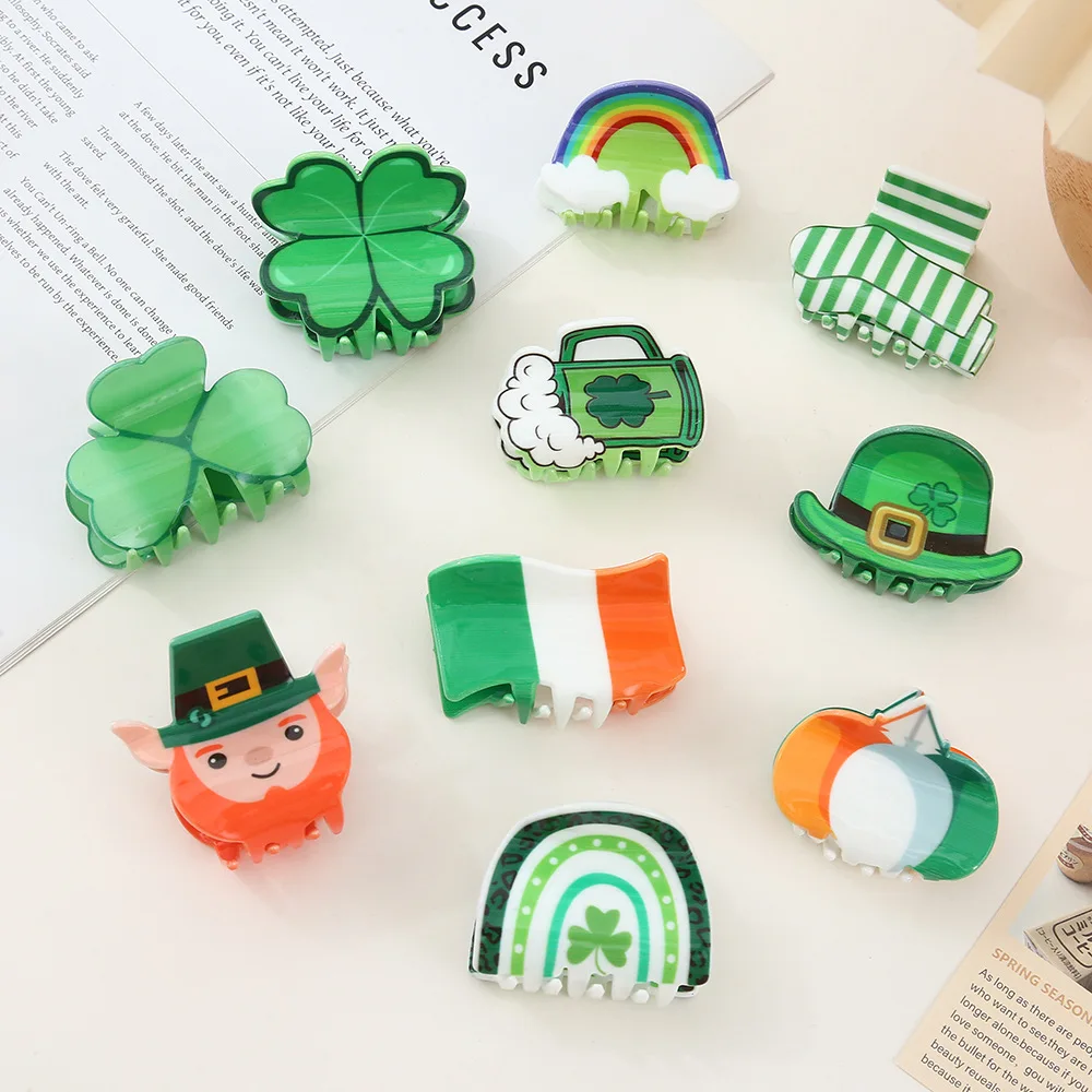 

Акриловая заколка для волос Lucky Shamrock Claw Nape Bun Holder Радужный разноцветный креативный дизайн Милый аксессуар для волос Милая мода