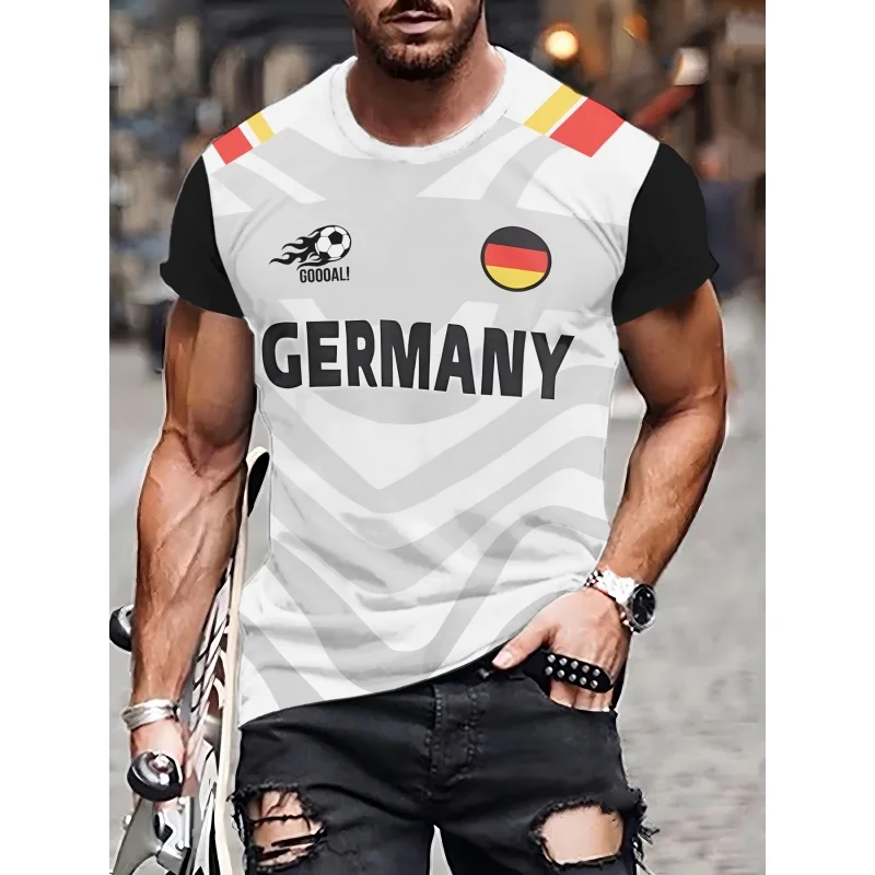 Germany Flag Jerseys T-Shirt For Men German National Emblem 3D Print Tee Loose O-Neck Tops Sports Uniforms Short Sleeve T Shirts