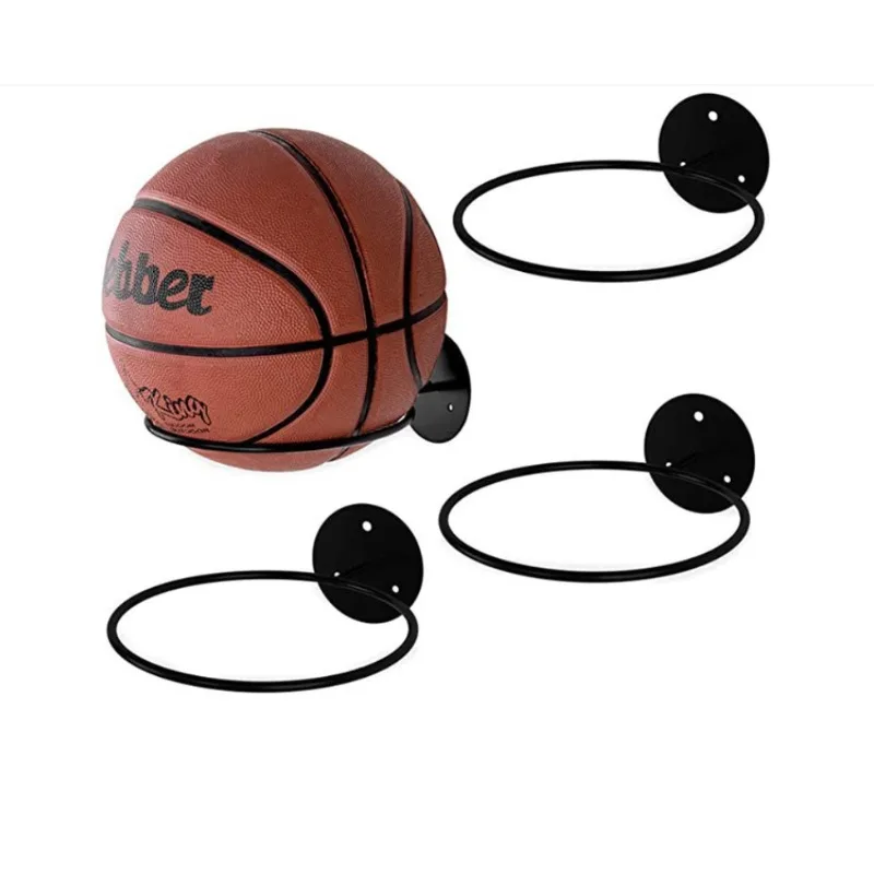 1PC Wall Mounted Basketball Stand Need Drill Holes Multi-Function Display Rack Storage Artwork Ball Games Football Sports Goods