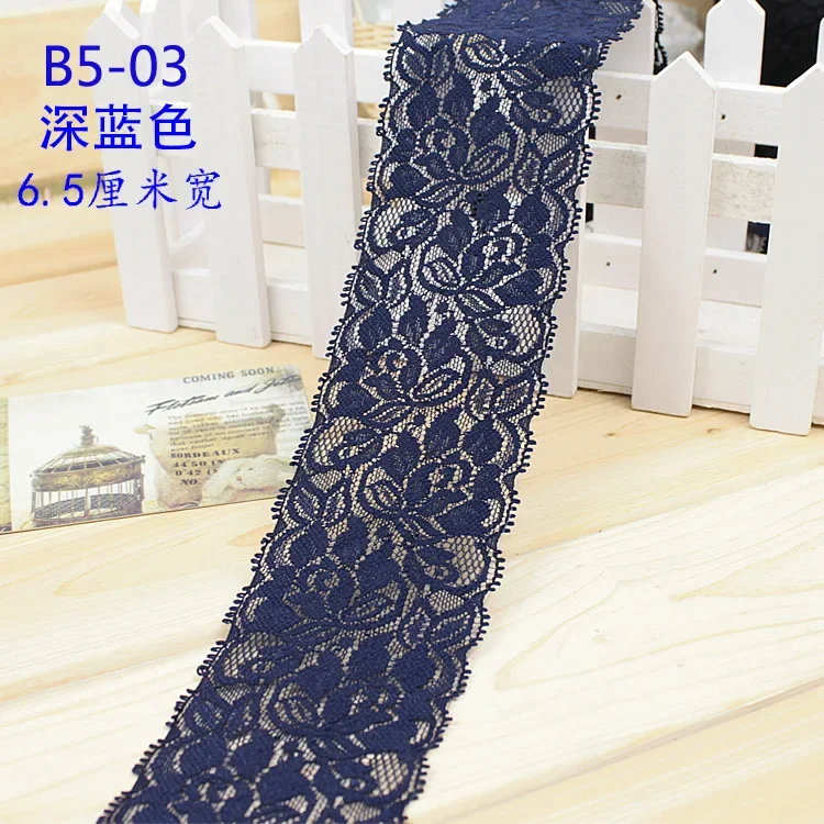 65 مللي متر مطاطا شريطة من الدانتيل النسيج الملابس والاكسسوارات DIY بها بنفسك الحرف المواد هدية أسود أبيض بيج كحلي أزرق وردي أحمر رمادي