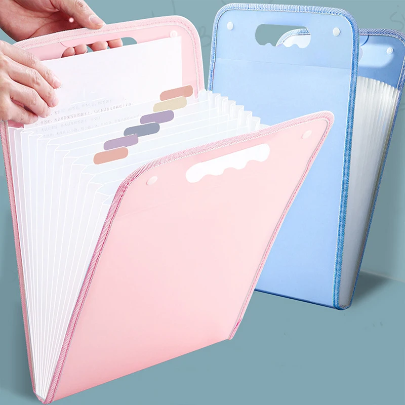 

1pc Handheld Organ Bag Folder A4 Large Capacity Student Exam Paper Storage Bag 13 Layers Ticket File Classification Storage Bag