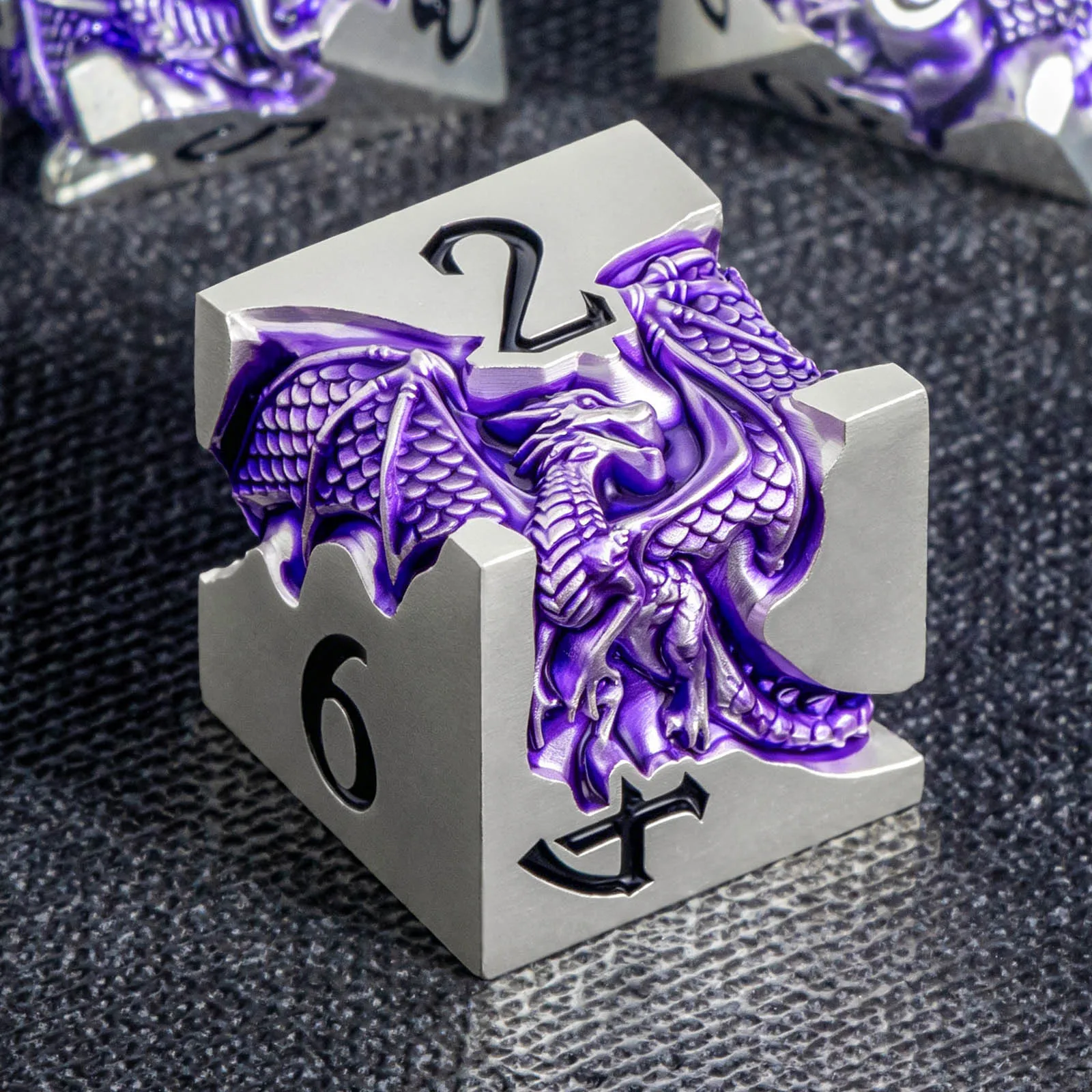Dragon DND Dice Set for Role Playing Game, Purple Metal D&D Dice Set Dungeons and Dragons, 7Pcs RPG Polyhedral D and D Dice Set
