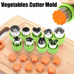 Vegetables Cutter Mold 9 Pcs Fruit Pastry Stamps Biscuit Mold Mini Size Cutters Kids Food Cutters Stainless Steel Flower Shapes