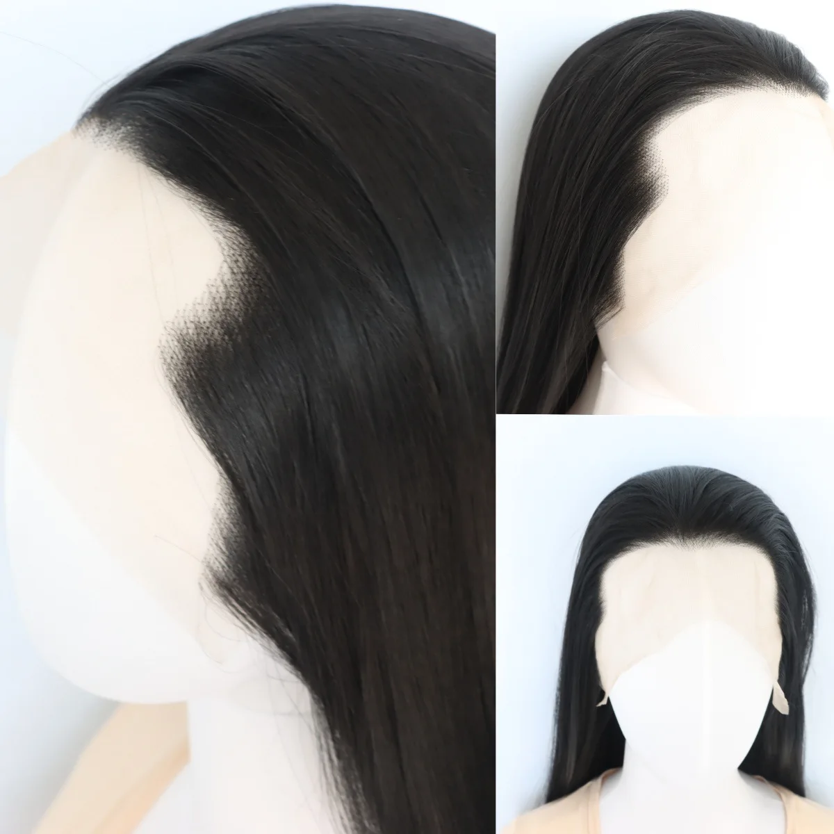 

Парик с синтетической кружевной передней частью в античном стиле, из термостойкого волокна, черный, длинный, прямой, для повседневной носки, вечеринок и косплея