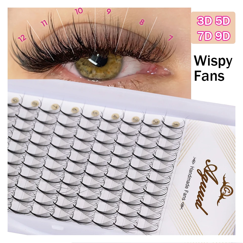 

AGUUD 3D/5D/7D/9D Wispy Premade Fans Lash Extension Pointy Base Promade Spike Fans Cluster Eyelash Russian Volume Lash Extension