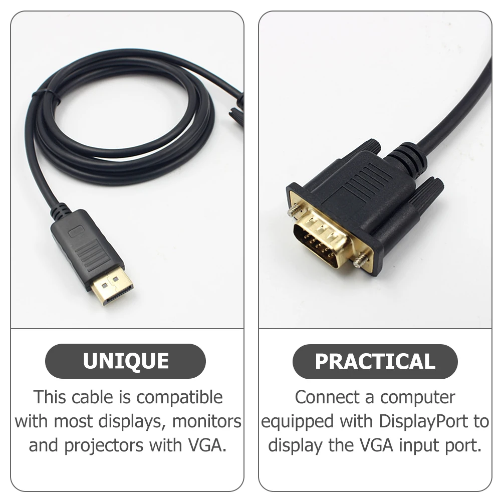 

to VGA Conversion Cable Copper Adapter for Monitor DisplayPort Computer Graphics Audio Video Line