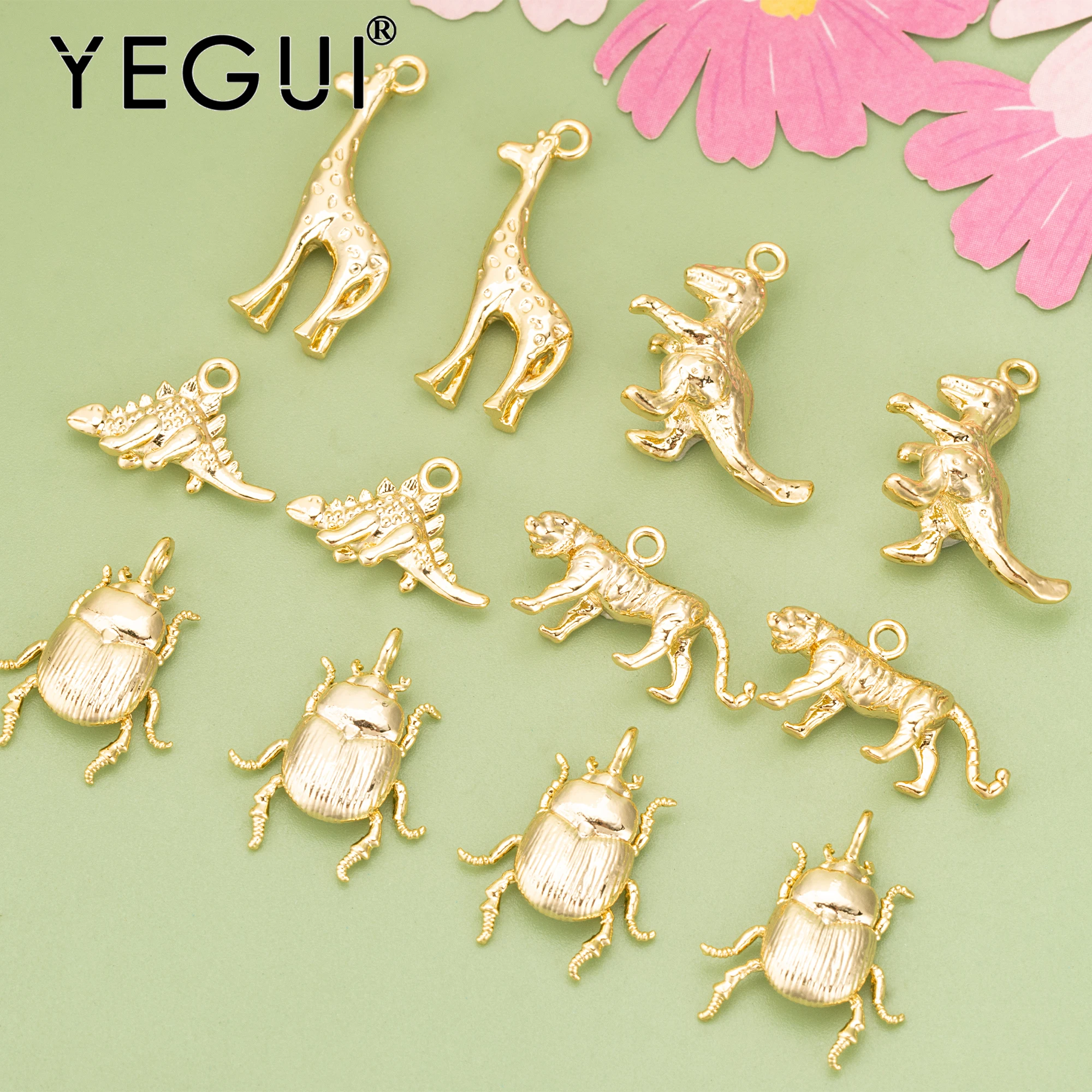 YEGUI MD53,jewelry accessories,nickel free,18k gold plated,copper,hand made,charms,diy animal pendants,jewelry making,6pcs/lot