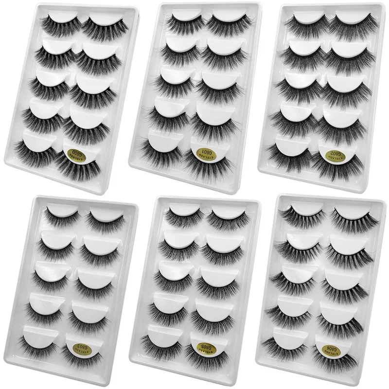 5 Pairs 3D Mink False Eyelashes H13, Soft Eyelash Extension Natural Eyelashes Makeup Lashes Wholesale G800, G806