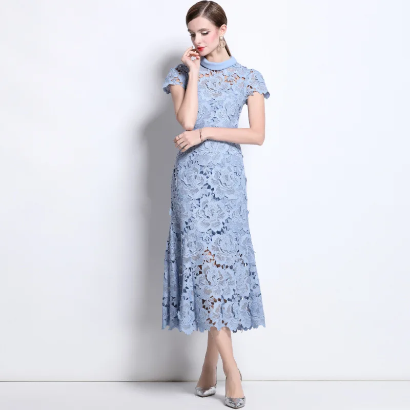 엘리 하이 네 라운드 네 오르트 스베 솔루블 레이스 드 봄 여름 신상 여성 패션 티엔드 코튼 거즈