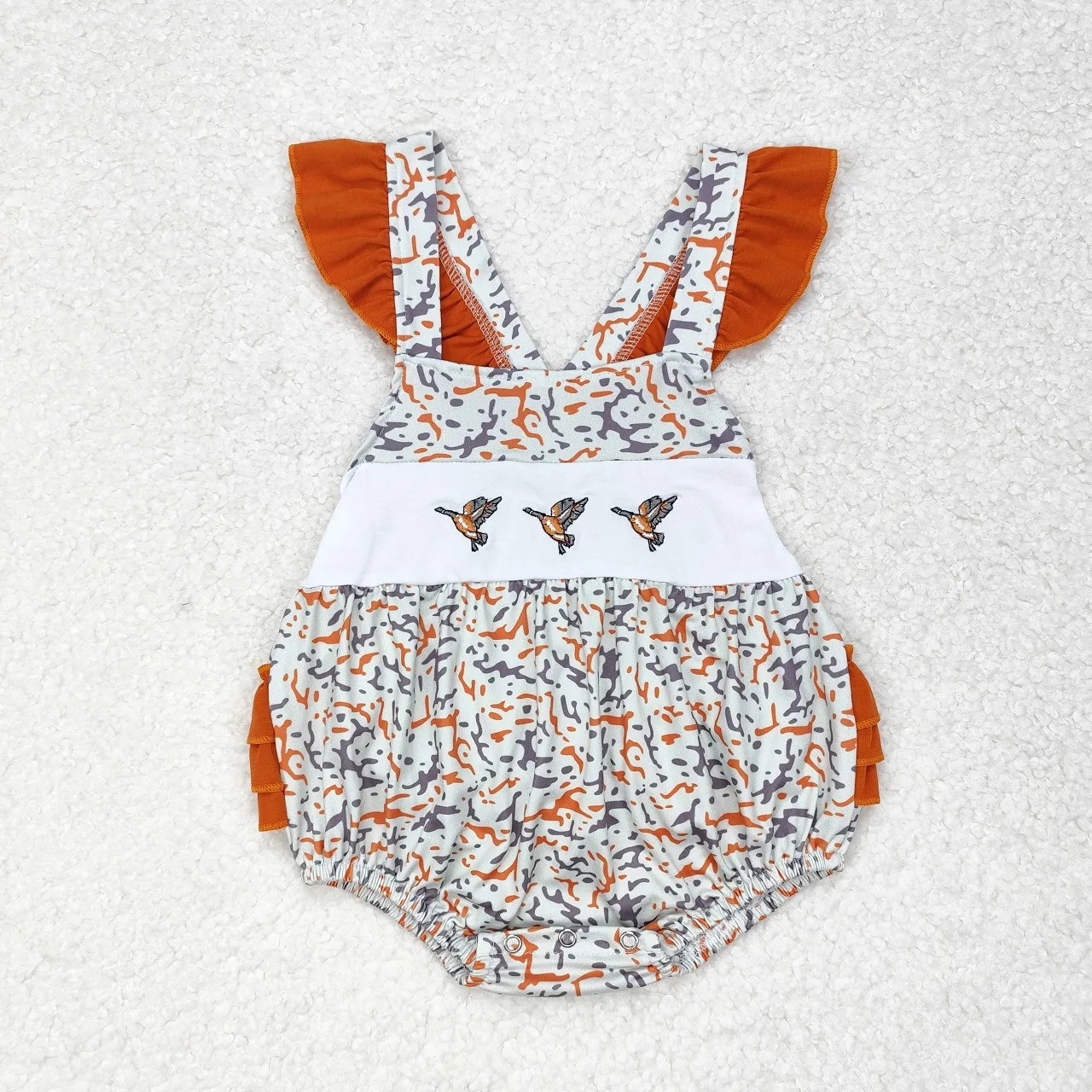 Wholesale Kids Baby Boy Girl Sleeveless Jumpsuit Toddler Embroidery Ducks One-piece Bodysuit Newborn Camo Stripe Coverall Romper