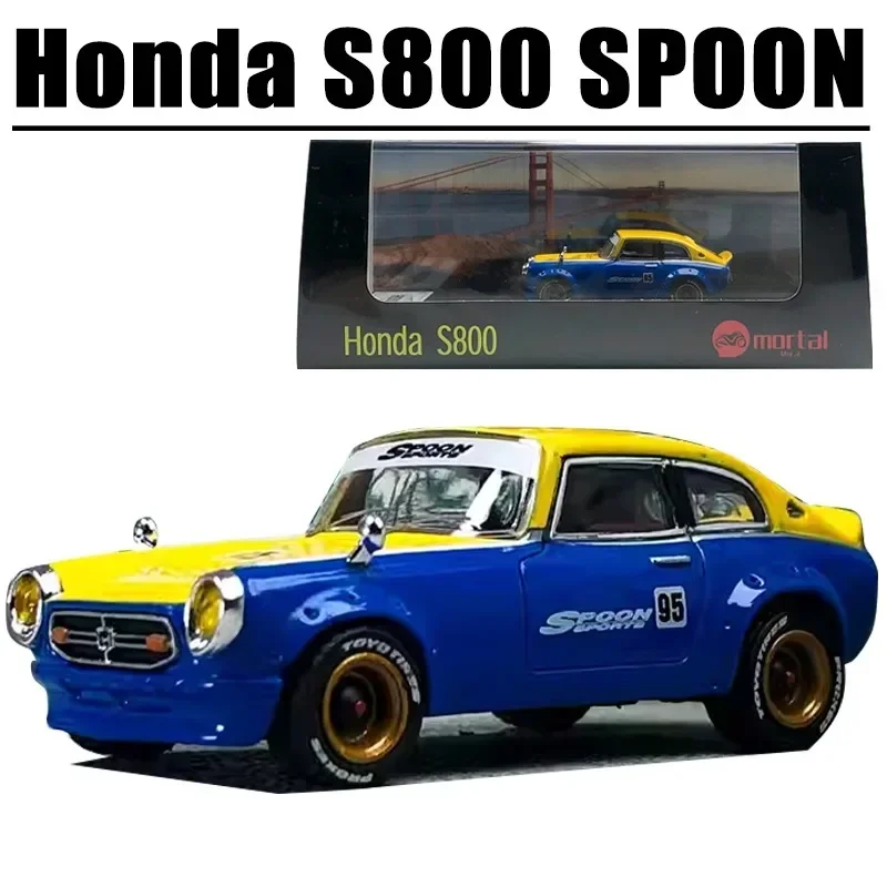 Sterfelijke schaal 1/64 Honda S800 SPOON Limited Edition legering speelgoed motorvoertuig gegoten metalen model geschenken