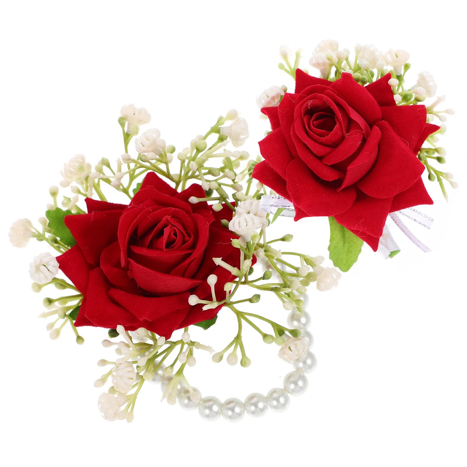 

1 set Wrist Corsage Artificial Flower Bridal Red Wedding Party Groomsmen Boutonniere Bridesmaid Flowers Bracelet Silk
