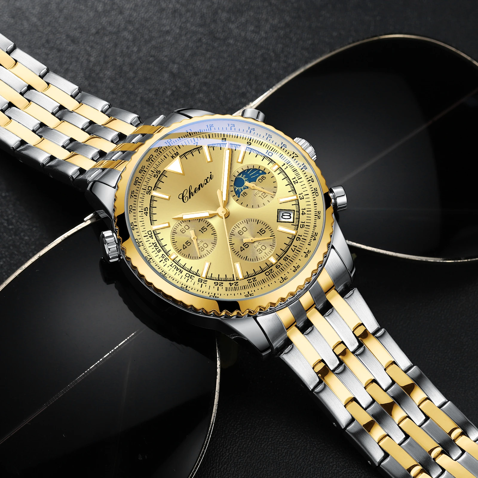 

CHENXI 928 Luxury Watch Steel Strip Quartz Men's Watch Night Light Calendar Timing Waterproof Watches for Men Relogios Masculino