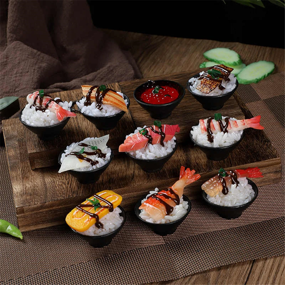 

realistic simulation food early education toy cabinet decoration display props mini size bow rice Sashimi seafood sushi model