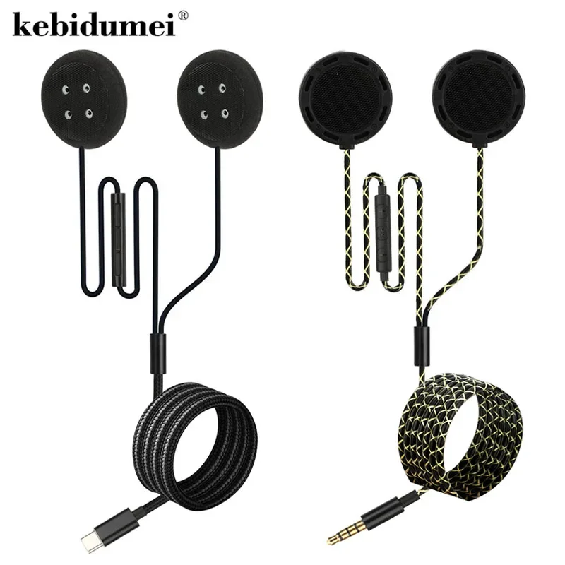 3.5mm Straight Head Type C Jack Helmets Headsets Mic build-in Double Speaker for Motorcycle Helmets Headsets Intercom Microphone
