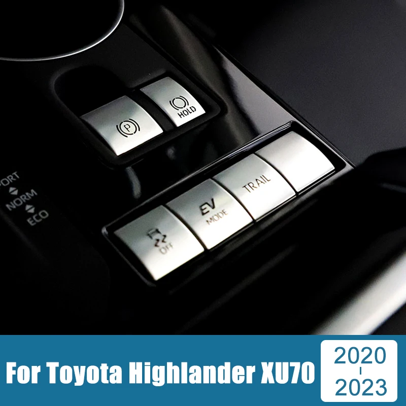 

For Toyota Highlander Kluger XU70 2020 2021 2022 2023 Hybrid Aluminum Car Electronic Handbrake ESP Button Trims Cover Stickers