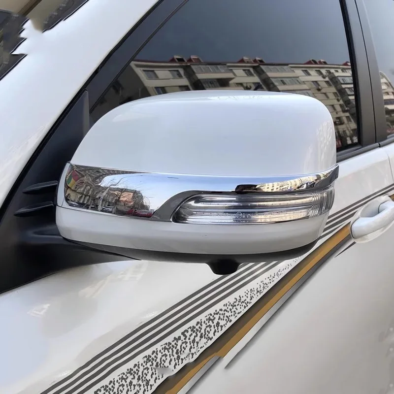 Chrome Car Rearview Mirrors Cover Trim Strip Sticker For Toyota Land Cruiser Prado 150 2010-2018 2020  2023 Exterior Accessories