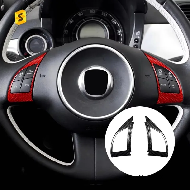 Shasha Carbon Steering Wheel Button Frame Real Carbon Fiber Interior Accessories  for Fiat Abarth 500