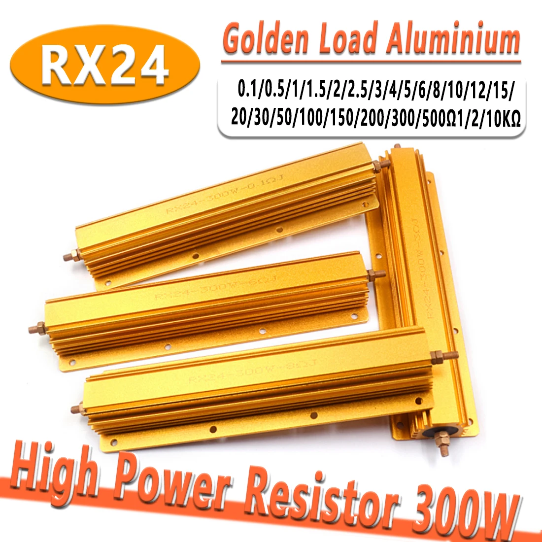 300W Aluminum Power Resistor 0.1~10Kohm Metal Shell Case Wirewound Resistance Load Resistors