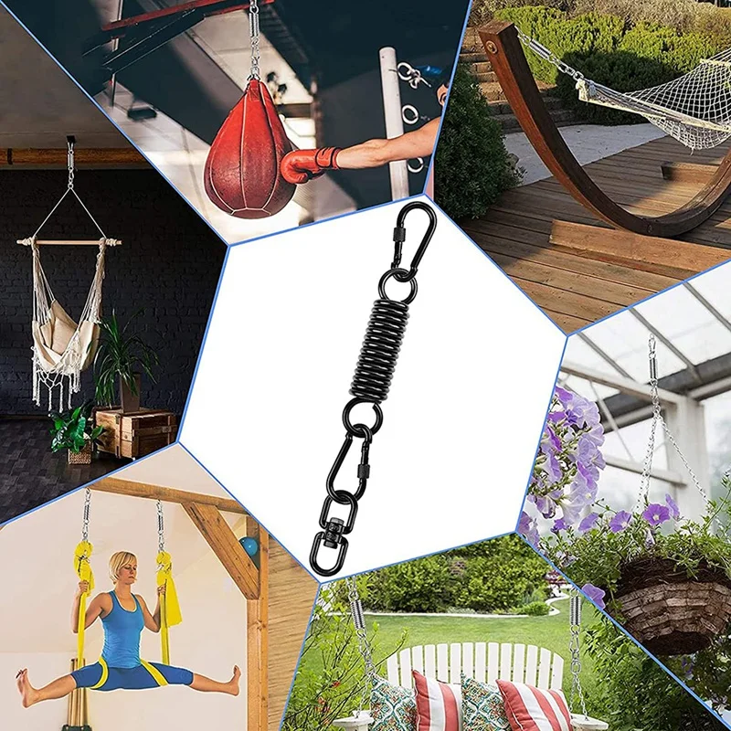 Swing Spring for Hanging Chair,with 2 Snap Hooks&360° Swivel Hook,Load Capacity 250Kg for Hanging Chair,Hammock,Yoga,Etc