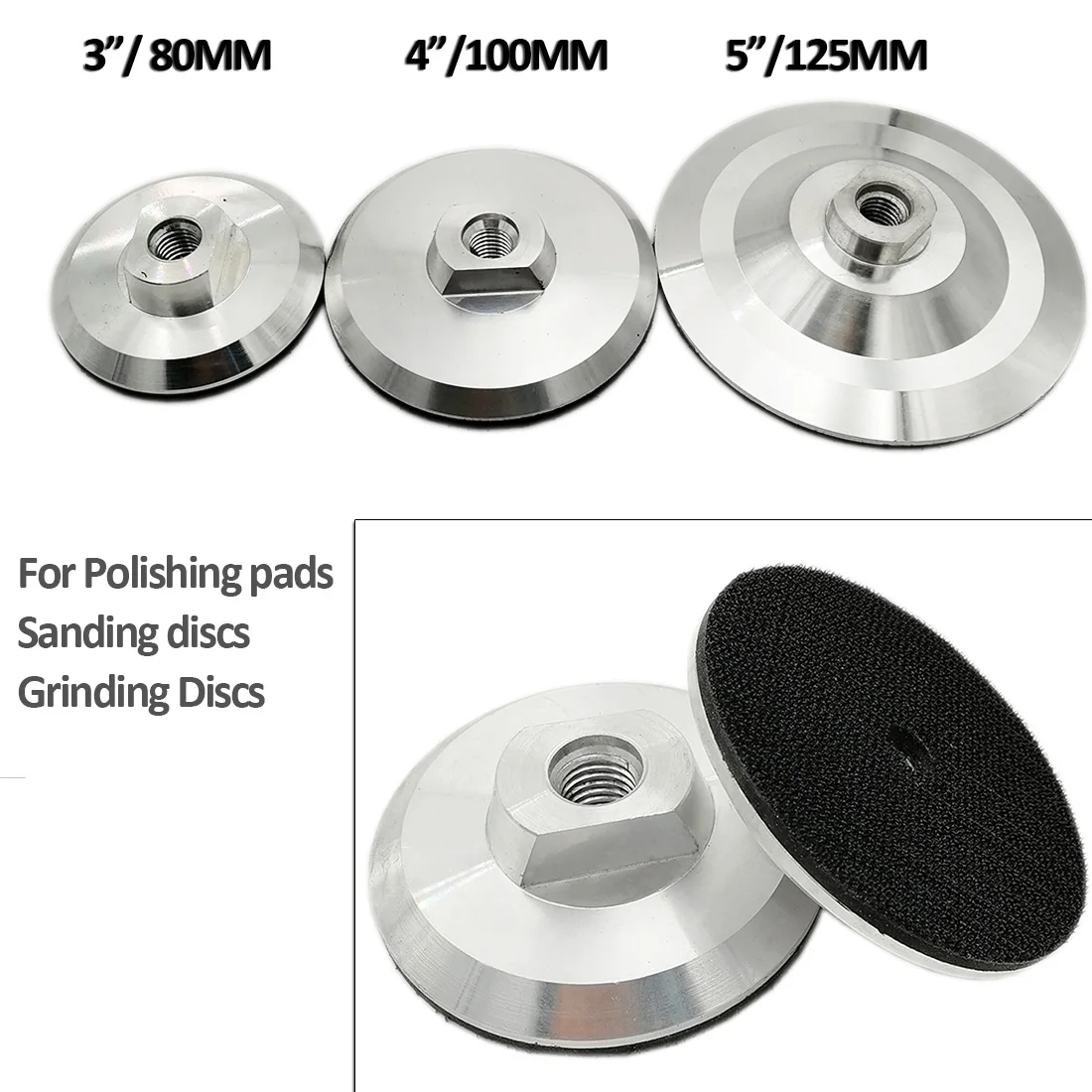 SHDIATOOL 2pcs 4inch Aluminum Base Back Pads for Polishing Pads Sanding Discs Abrasive Disc  M14 Thread  100mm Backer Pad