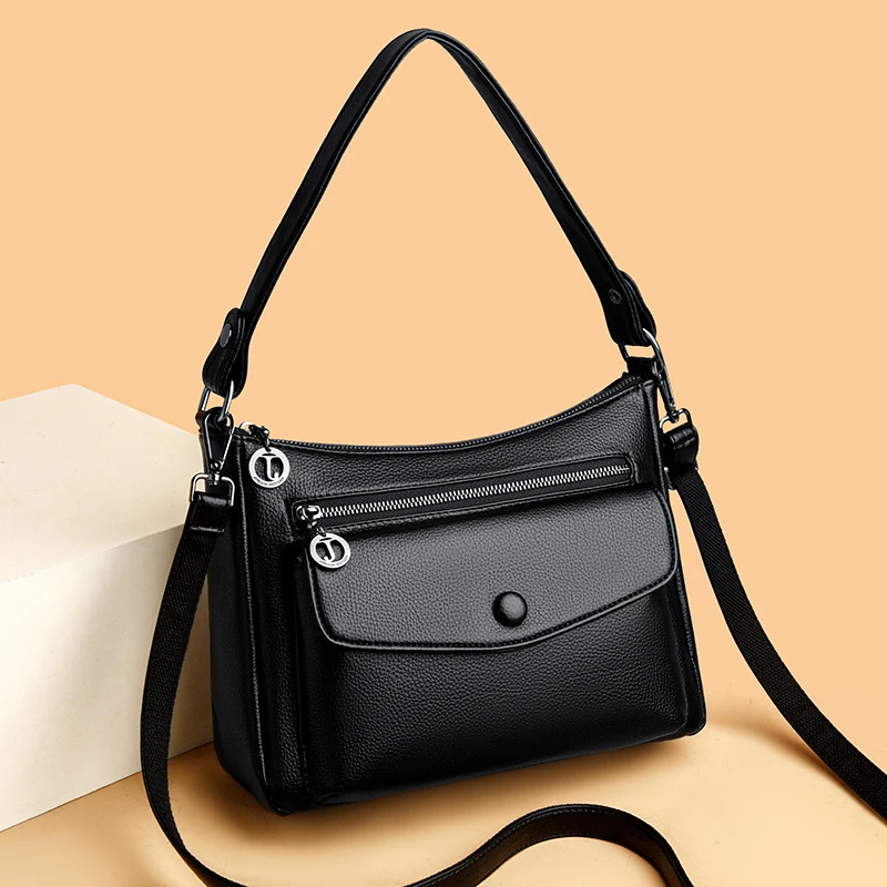 حقيبة يد نسائية جديدة على الموضة بتصميم ريترو كرافت على الطراز الكلاسيكي حقيبة كتف ذات سعة كبيرة بلون سادة حقائب ساع جلدية فاخرة