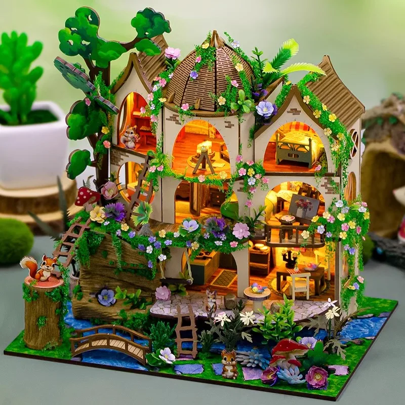 

Деревянный лесной замок своими руками, миниатюрные строительные наборы, кукольные домики с мебелью, кукольные домики Casa для друзей, подарки на день рождения