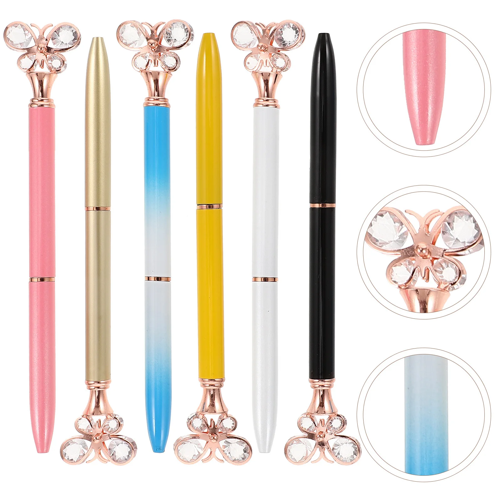 6 قطع أقلام حبر جاف على شكل فراشة ماسية مكتبية أدوات مكتبية معدنية للوازم المدرسية #1