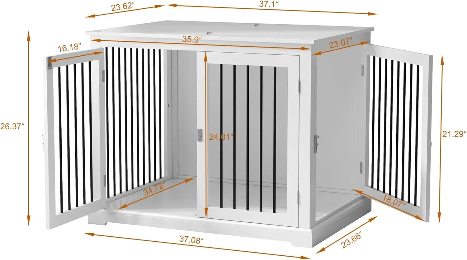 Dog Crate, Kennel with Cushion for Small and Medium Dogs and Kennel with Flip-top Plate, Chew Proof Metal Bars, Dog Crates