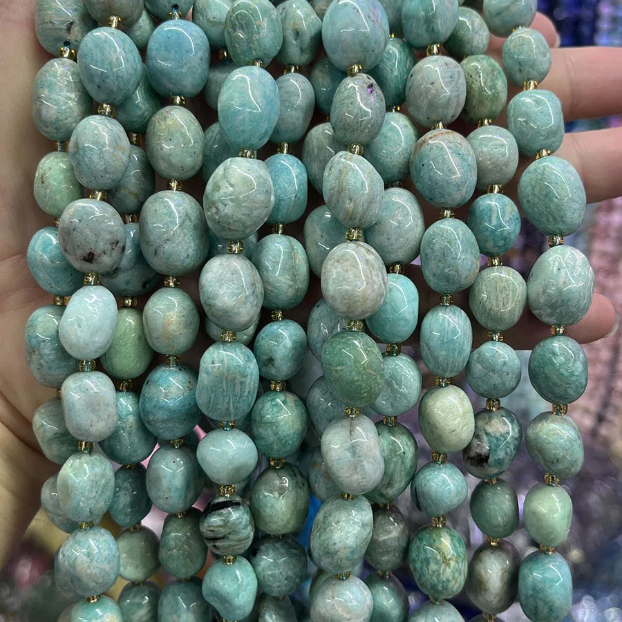 Natural Amazonite Conformal Tianhe Stone Irregular Faceted Loose For Jewelry Making DIY Necklace Bracelet 15\'\'10-15mm