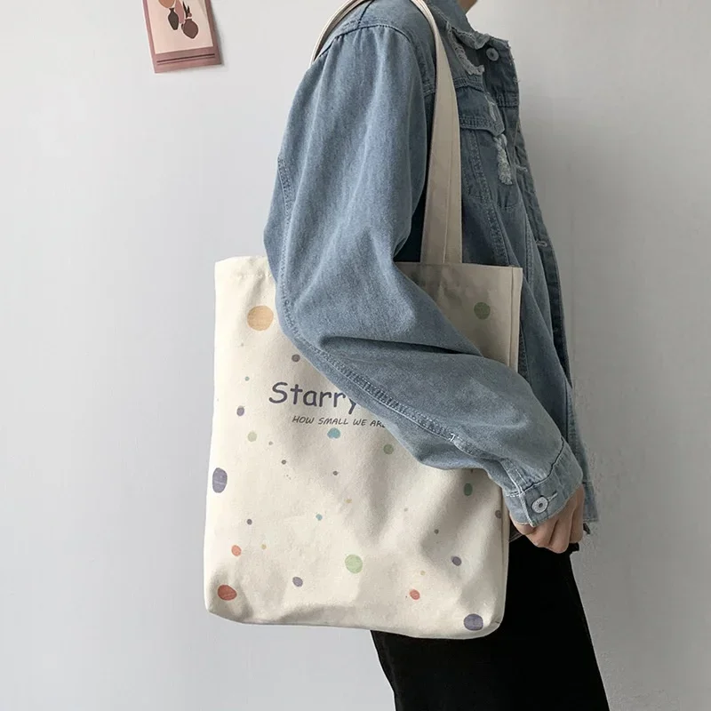 

Handbag Women Tote Bag Shoppers Designer Japanese Style Fashion Large Capacity Starry Sky Canvas Shoulder Bag Canvas Tote Bag