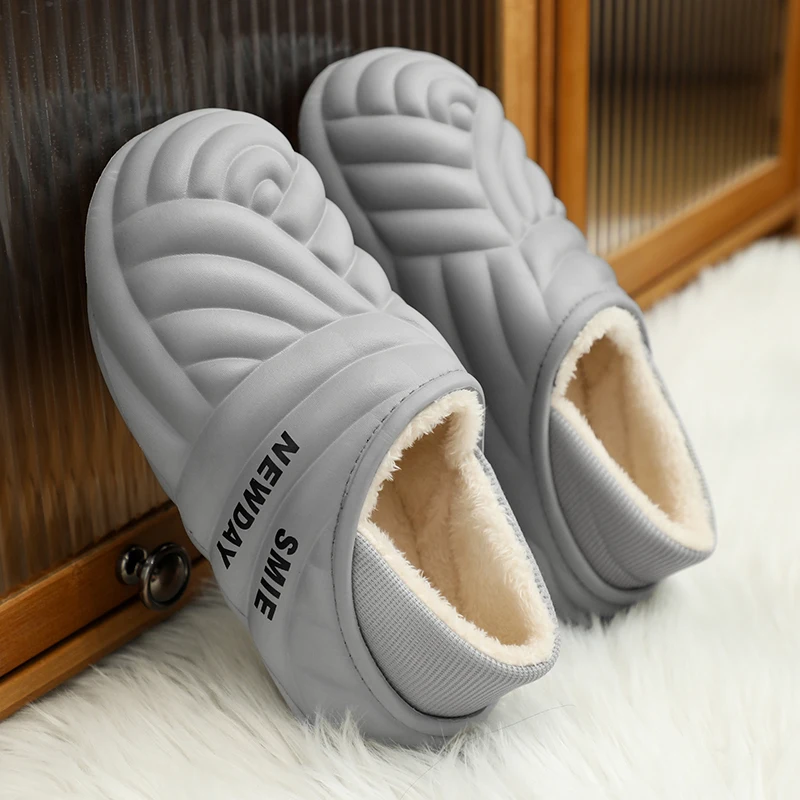 

Solid Color Minimalist Men Cotton Slippers Fashion All Match Soft Fleece Lining Non Slip Flat Bottom Bedroom Warm Daily Slides