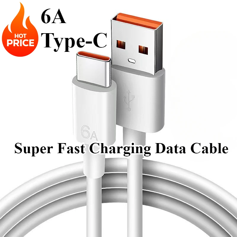 Сверхбыстрая зарядка, кабель для передачи данных 6А, подходит для Huawei Xiaomi Honor TYPE C, флэш-зарядка, оранжевый кабель для зарядки мобильного телефона, 66 Вт