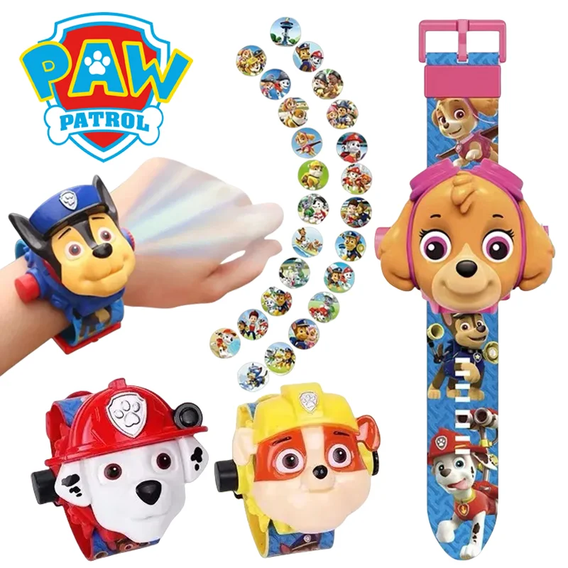 Paw Patrol Watch Cartoon Kids Projection Digital Watches Chase Skye Rubble Marshall Anime Figures Toy Wristband Children Gifts