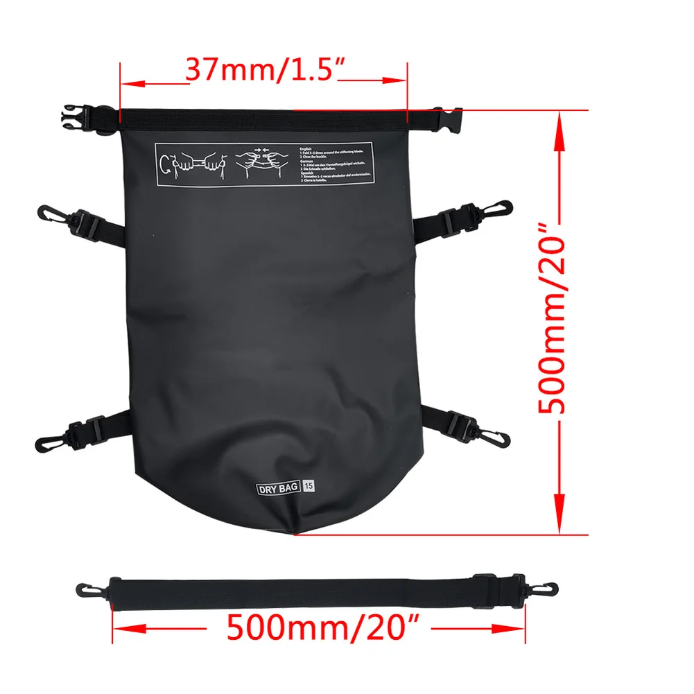 

Waterproof Black 15L PVC Paddle Board Storage Bag Designed for Stand Up Paddleboards Beach and For Outdoor Use