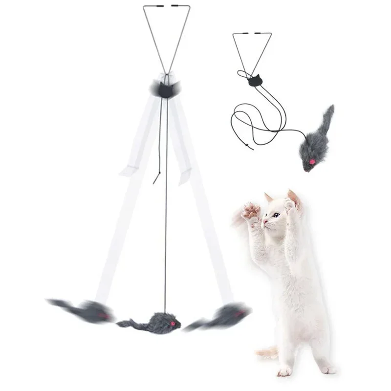 Simulation Mouse Cats Toy Funny Self-hey Hanging Door Retractable Cats Stick Scratch Rope Mouse Cat Interactive Toy Cat Supplies