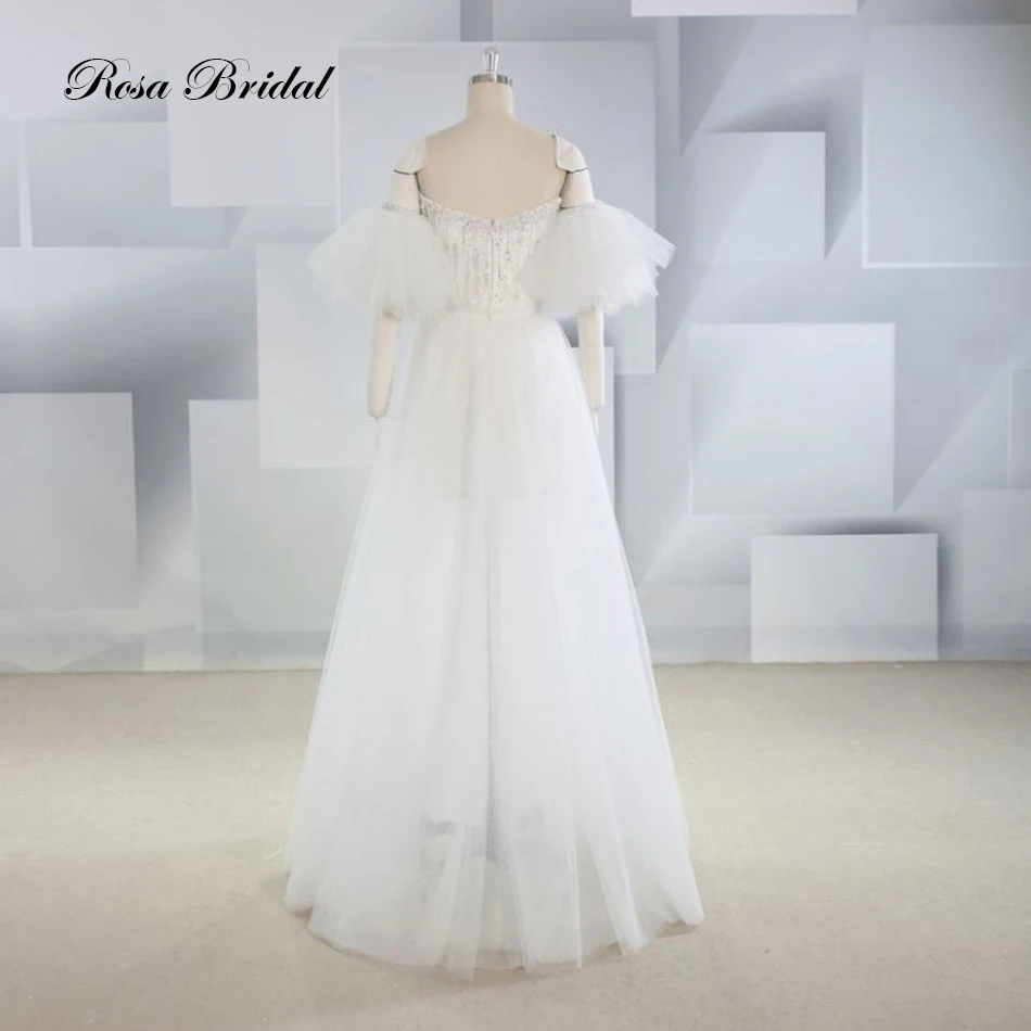 Hot Sale Two In One Beads Wedding Dress With Detachable Train