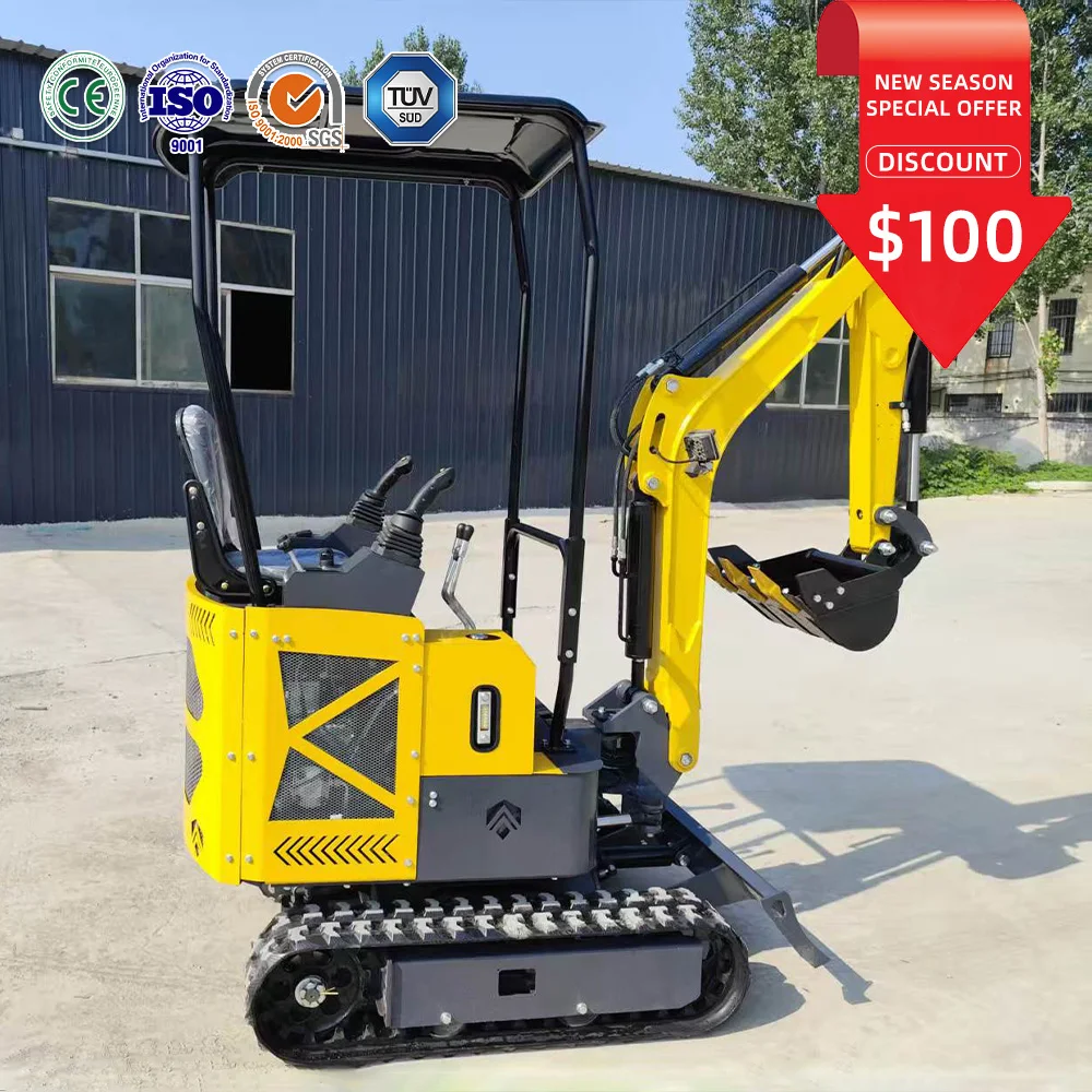 Mini-excavatrice DDP Shipping 1,5 tonne, petite pelle hydraulique avec accessoires complets, excavatrice agricole pour moteur Kubota EPA Euro 5