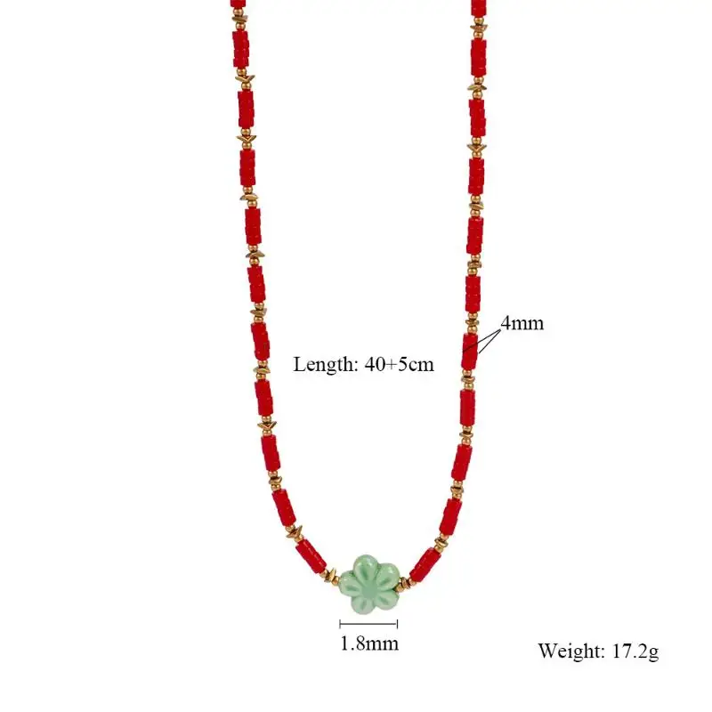 قلادة ملونة من الحجر الطبيعي حصان البحر نجمة البحر زهرة من الفولاذ المقاوم للصدأ قلادة نسائية على طراز الشاطئ الأوروبي الأمريكي