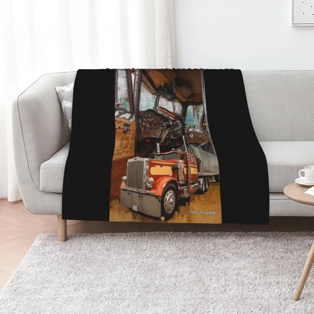 

Old School Peterbilt Interior and Truck Throw Blanket Sofa Quilt Soft Beds For Decorative Sofa Summer Blankets