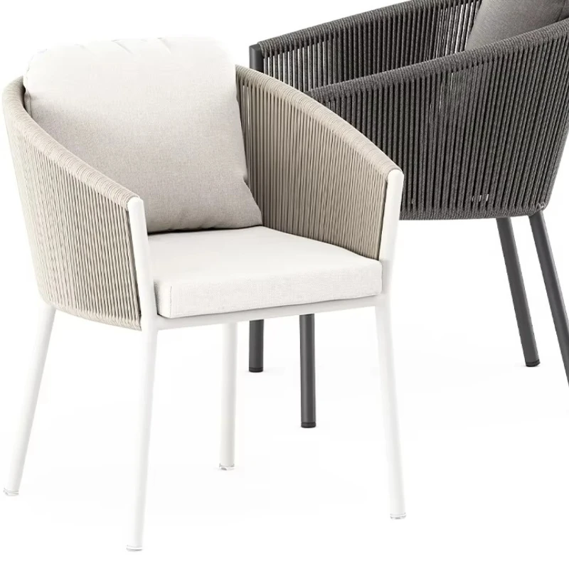 

Fashion Design Nautical Rope Outdoor Chair Hotel Aluminum Chair Upscale Garden Pool Balcony