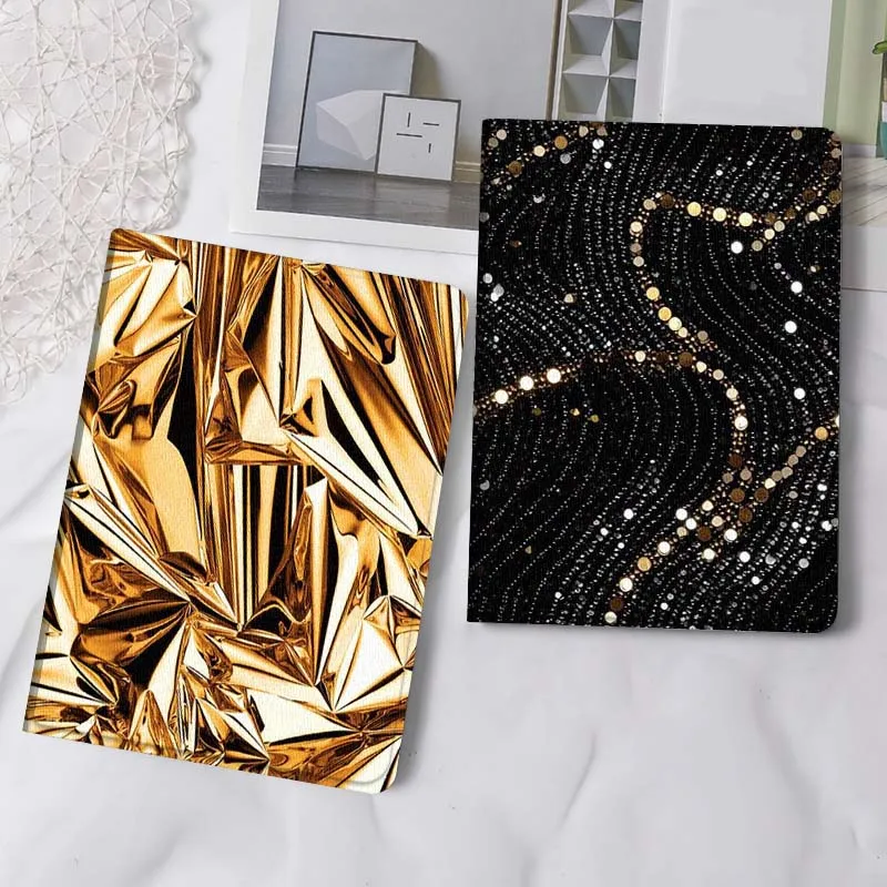 

Gold Foil Wrinkled Texture Gift Tablet Case For Samsung Tab Galaxy S6 S11 A A7 A8 A9 A11 10.1 10.4 10.5 Plus Lite