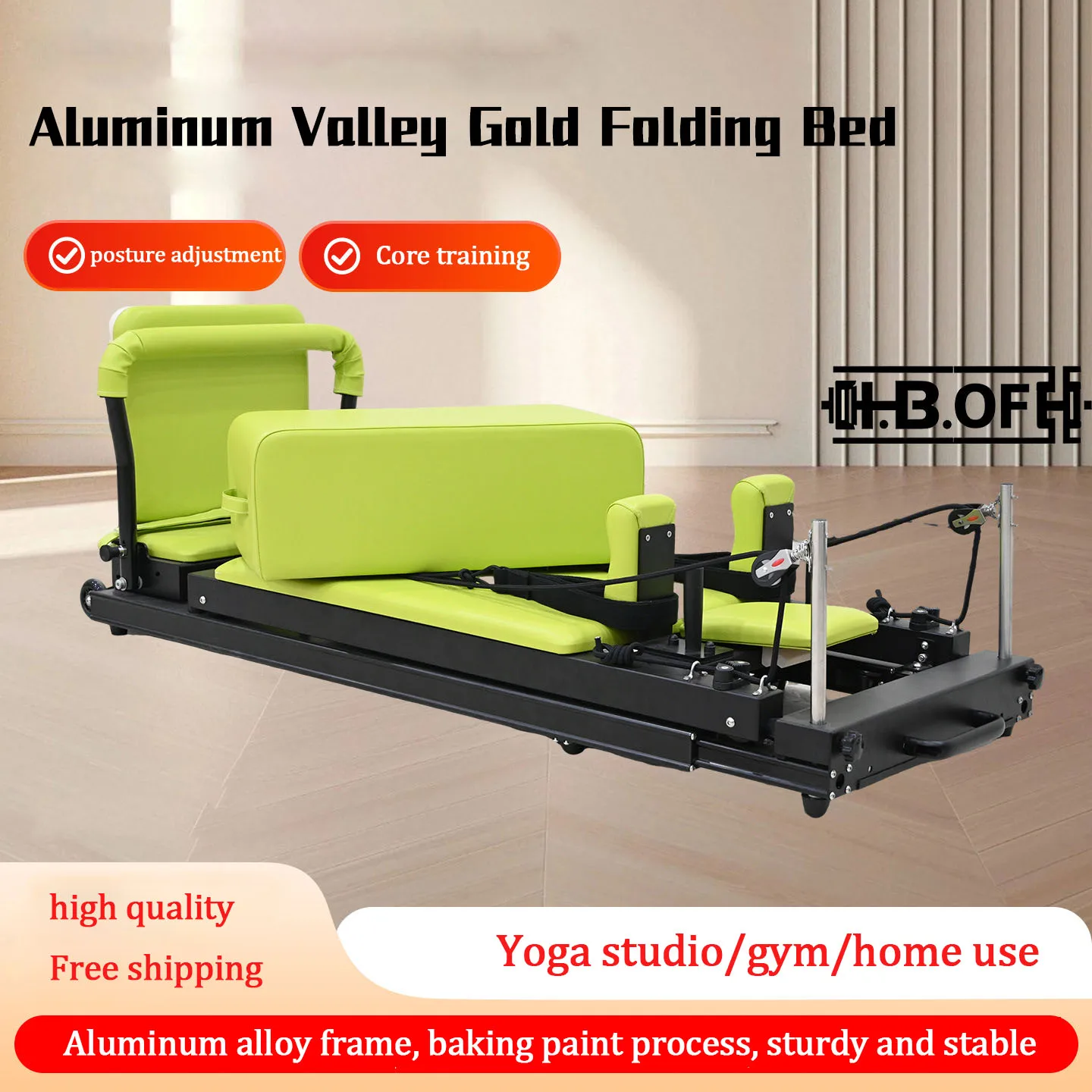 Aluminum Alloy Folding Core Bed Yoga Fitness Shaping Folding Core Bed Outlet Foldable Pilates Core Bed