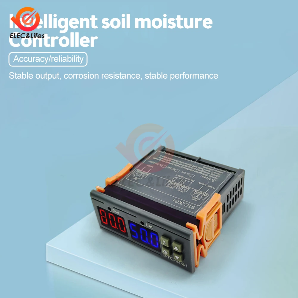 STC-3031 AC110-220V Moisture Controller Soil Moisture Sensor Module DC 12V 24V Soil Moisture Tester for Gardening Plants Farming