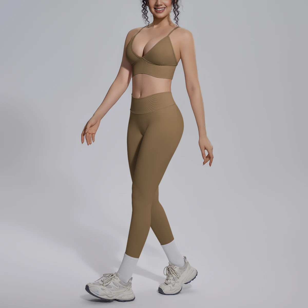 Seamless Summer Sports Yoga Set for Woman Quick Drying Push Up Fitness Pants Sexy Backless Strap Bra Shockproof Workout Top Set