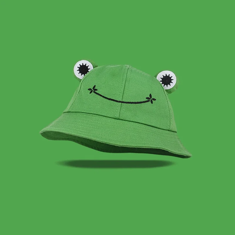 Eimer Hut Frauen Sommer Fischer Hut Mädchen Cartoon Frosch Design Mode Niedlichen Sonnenschirm Weichen Hut Stilvolle Outdoor Zubehör