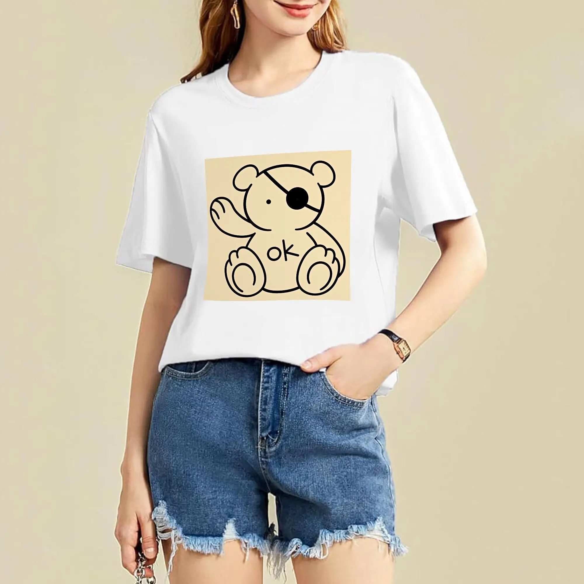 Pirate Teddy Bear Graphic Tee Soft Short Sleeve T-Shirt